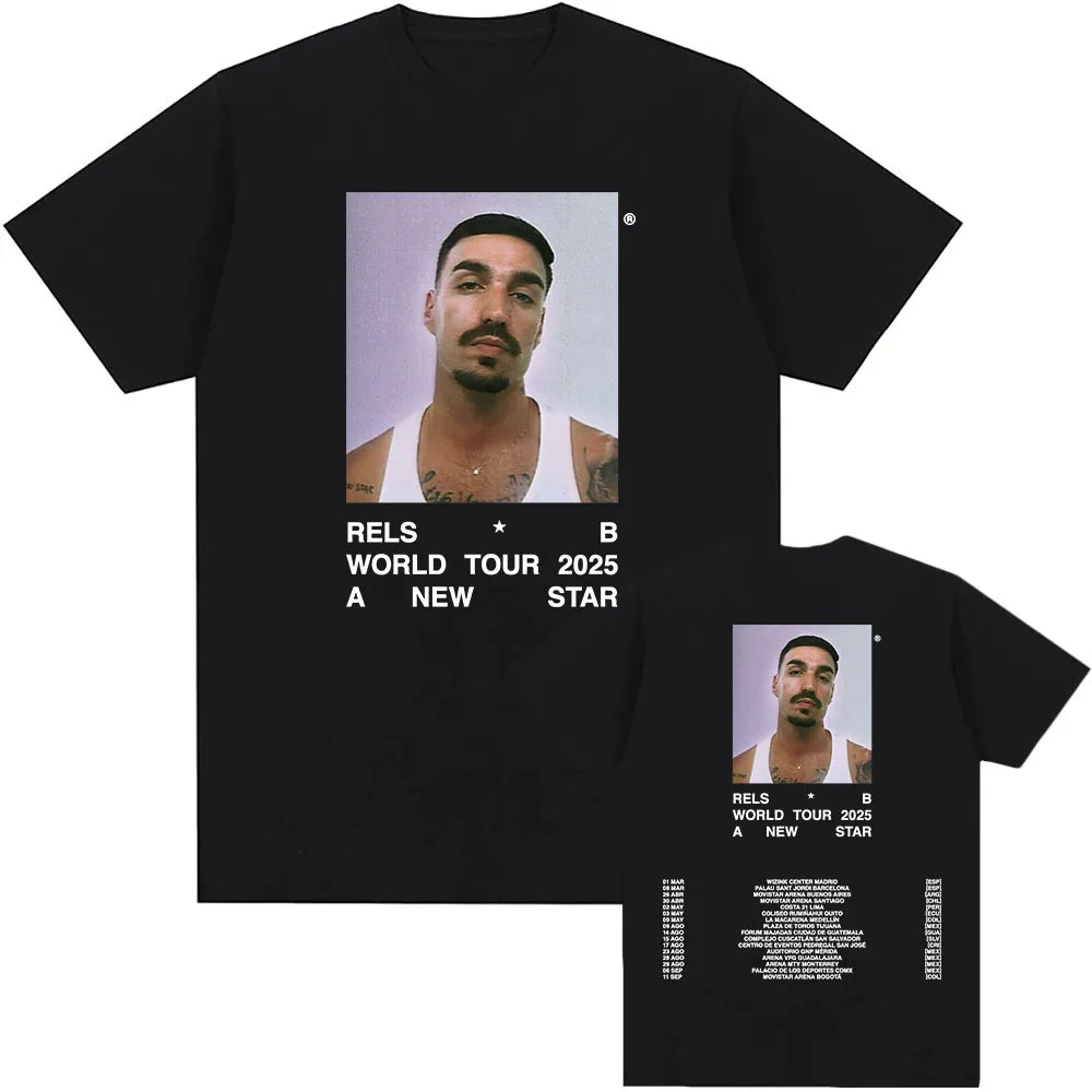 A New Star World Tour 2025 Rels B Tshirt Hip Hop Unisex Streetwear Short Sleeve Round Neck Mens Tee-shirt Print Clothing Casual - Lootquake