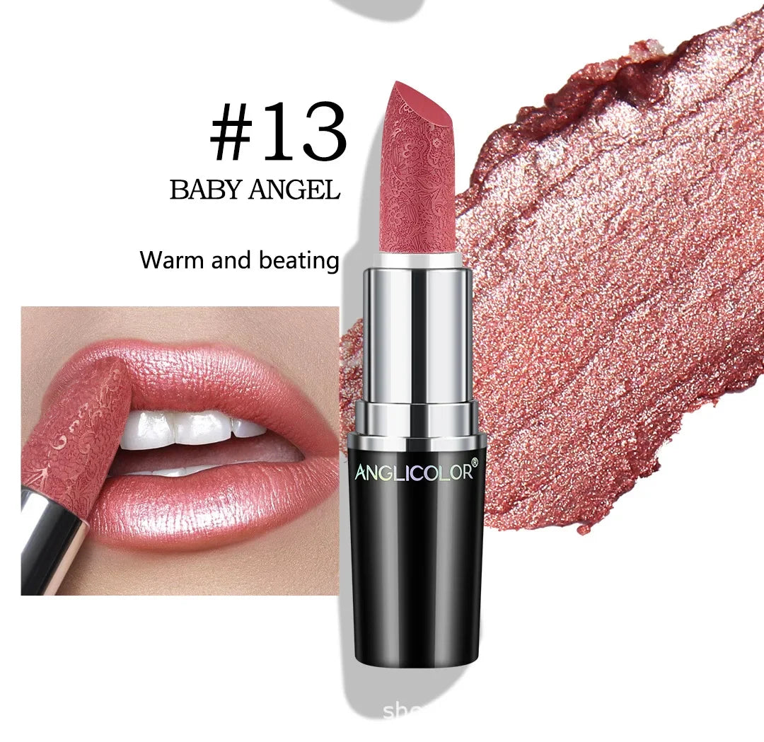 Fine Glitter Lipstick, Quicksand Gold Lipstick Non-sticky Non-fading Lipstick Pearlescent Long-lasting Silky Mermaid Lipstick
