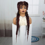36" Blonde Twisted Braids Wig | Transparent Lace Front | Baby Hair