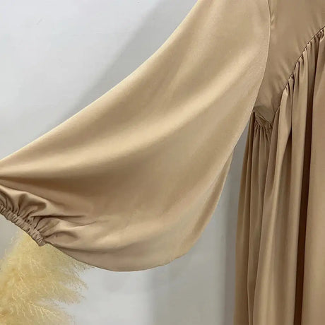 Plain Abaya Muslim Long Dress Women Balloon Sleeve Casual Islamic Clothing Dubai Turkish Modesty Kaftan Ramadan Eid - Lootquake