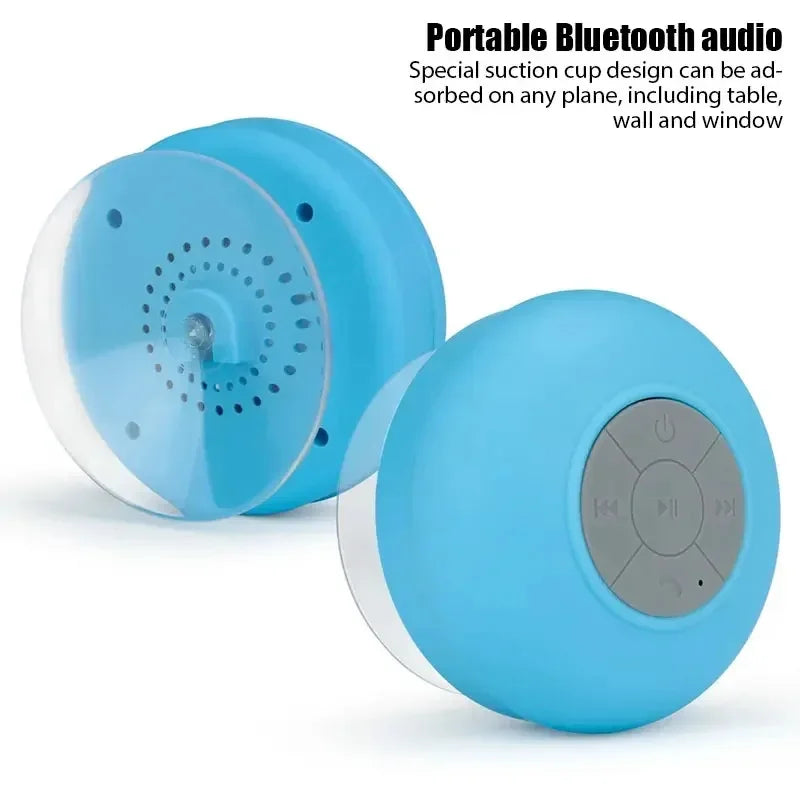 Altavoz Bluetooth inalámbrico resistente al agua con ventosa para coche y ducha.