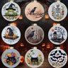 Halloween-themed pattern hand-embroidery DIY set material package, the set includes needles, threads, embroidery strips, and an