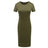 652F Women Summer Short Sleeve Plain Slim Fitted Knee Length Package Hip Long Dress - Lootquake