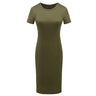 652F Women Summer Short Sleeve Plain Slim Fitted Knee Length Package Hip Long Dress - Lootquake