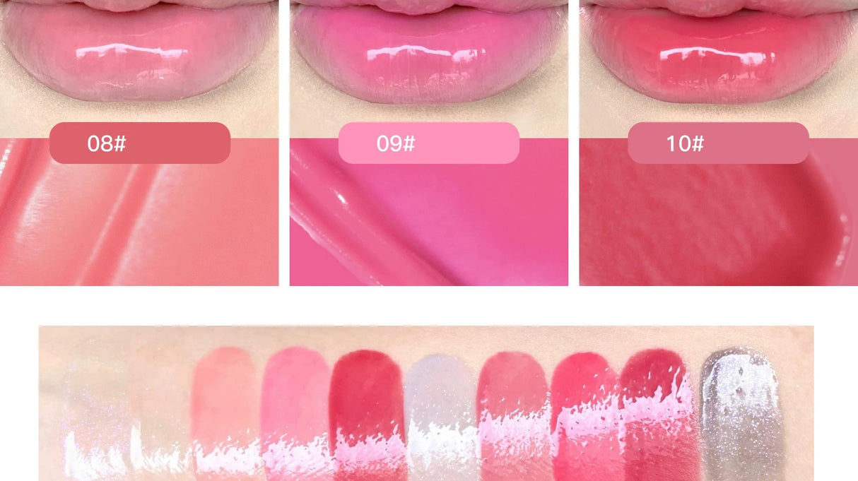 FLORTTE 10-Color Lip Palette Lip Gloss and Lipstick Glossy Moisturizing Pigmented Multifunctional Easy to Apply