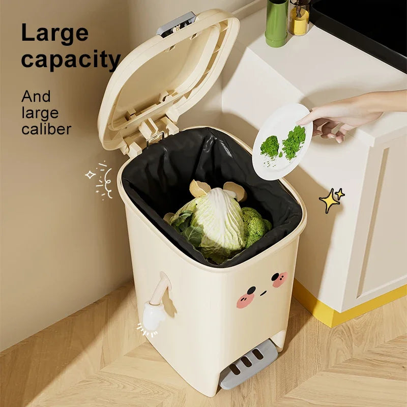 Papelera creativa para el hogar, con sentido avanzado, gran capacidad, para cocina, sala de estar, con pedal de presión y doble apertura.