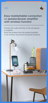 Receptor de audio Bluetooth 5.3 compatible con USB U-Disk Play, adaptador inalámbrico R/L, 2 RCA/3,5 mm AUX/fibra óptica para altavoz de kit de coche.