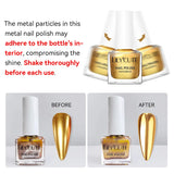 LILYCUTE 7ML Super Bright Gold Metallic Nail Polish No Need Lamp Quick Dry French Style Glass Bottle Manicure Nail Art Varnish
