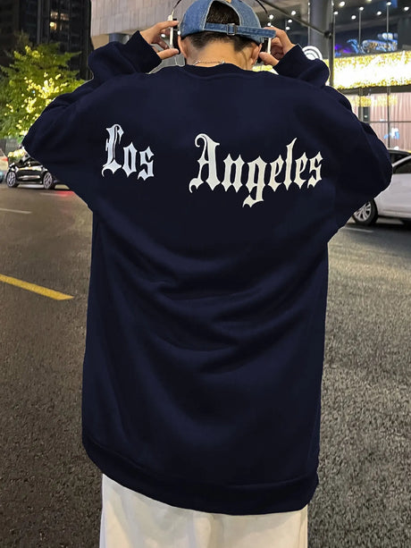 Art Letter Los Angeles Male Sweatshirts Hip Hop Simple Pullovers Fleece Casual Hoodies Autumn Comfortable Streetwear Sportswear - Lootquake