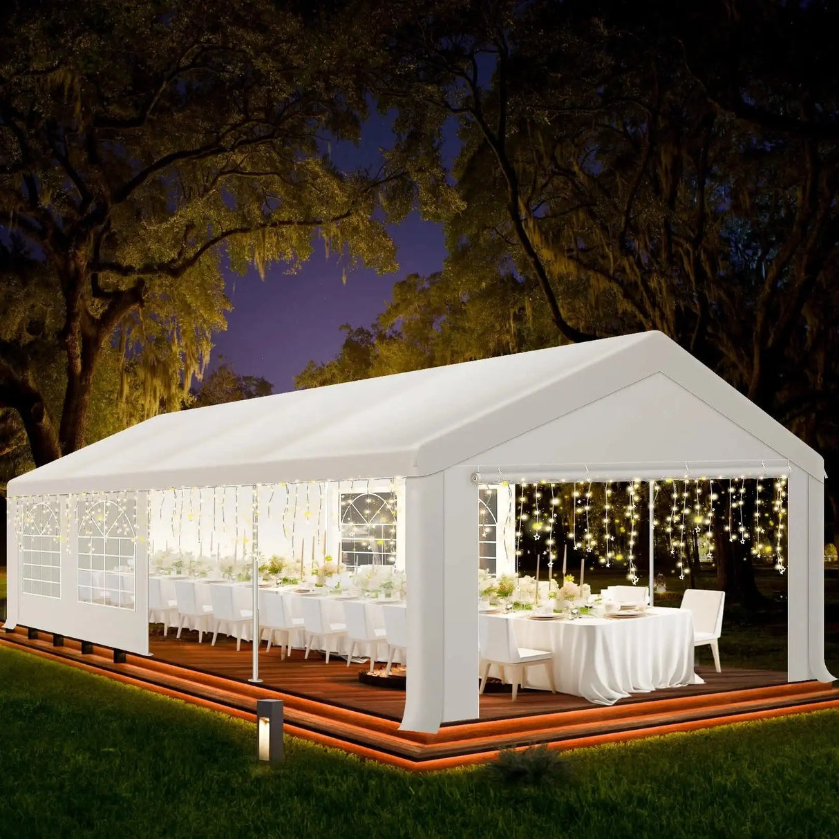 10 x 30 Canopy Tent Heavy Duty, 10x30 Party Tent with Removable Sidewalls & 4 Built-in Sandbags, Wedding Tent UV 50+，Waterproof - Lootquake