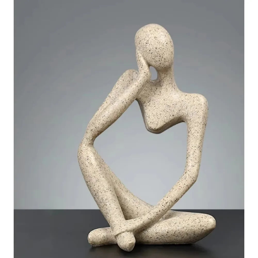 Escultura de minipensador, adornos de resina negra, esculturas abstractas modernas para escritorio, decoración del hogar, sala de estar, oficina