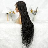 Bohemian Box Braids Wig - Full Lace Knotless Boho Braided Wig with Baby Hair for Black Women