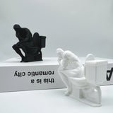 3D Printed, The Thinker Statue Sitting on Toilet, Durable Plastic, Humorous Bathroom Desktop Office Decor, Unique Design