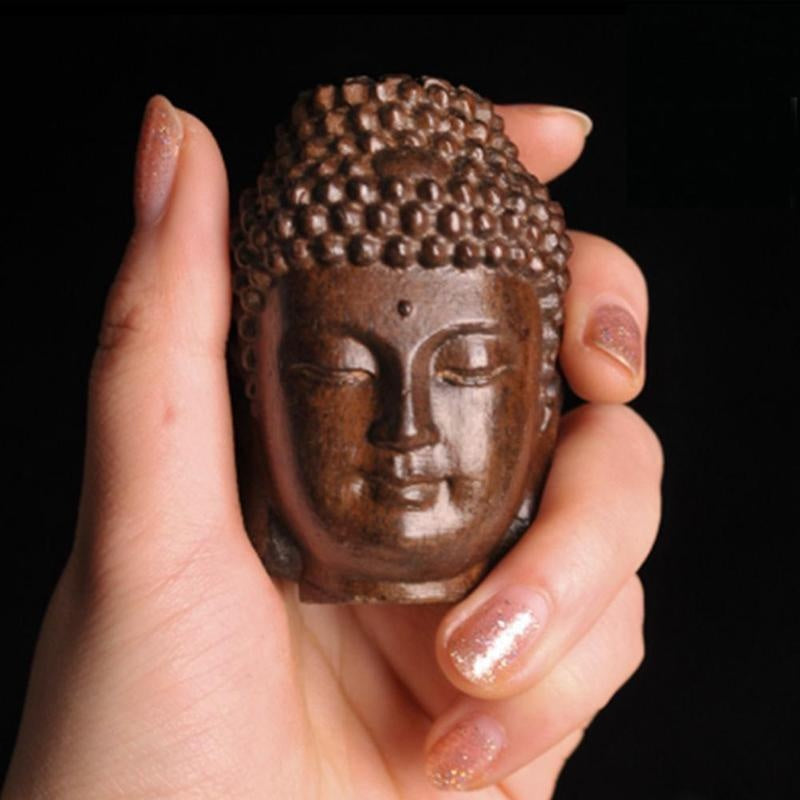 2.36'' Wood Sakyamuni Statue 6cm Wooden Buddha  Creative Tathagata Figurines Mahogany India  Head Crafts Car Decor