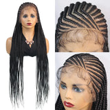 36" Knotless Box Braids Wig | Fulani Cornrows | 360 Full Lace | Baby Hair | Black Women