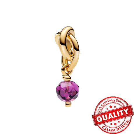 Unique 925 Sterling Silver Colorful Birthstone Eternity Round Dangle Charm Fit Original Bracelet Girls Birthday Jewelry Gift - Lootquake