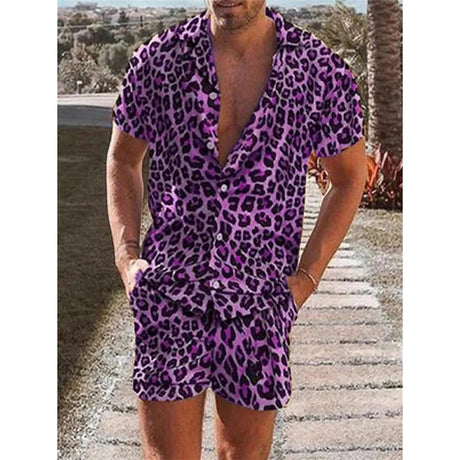 Leopard Print Shirt For Men Short Sleeve Male T-shirt Tops Summer Casual All-match Hawaiian Beach Shirts Mens Plus Size Tees - Lootquake