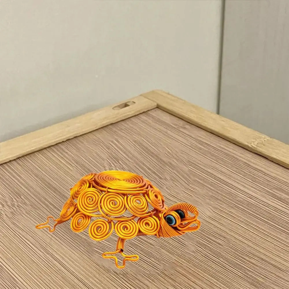 Sculpture Handmade Turtle Statue Woven Collectible Aluminum Wire Tortoise Figurine Crafts Cartoon Turtle Retro Ornaments