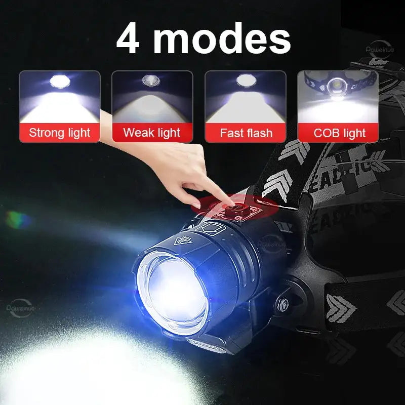 1000000LM XHP360 High Power Fishing Headlamp Rechargeable Light Headlight Camping Hiking Led Flashlights Power Bank Head Lamp - Lootquake