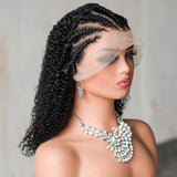 16" Afro Kinky Curly Braided Lace Front Wig | 250% Density | Brazilian Remy Hair | 13x4 Lace