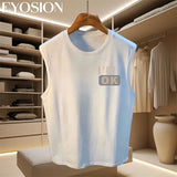 Men's Tank 2024 Summer Casual Fashion Sleeveless Cotton Top T-shirt Hip Hop Casual Letter Printed Round Neck Versatile Top 4XL - Lootquake
