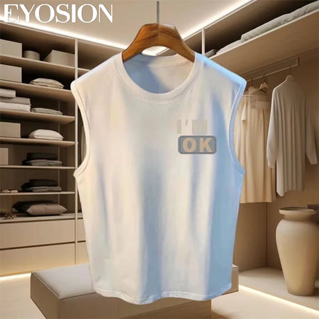 Men's Tank 2024 Summer Casual Fashion Sleeveless Cotton Top T-shirt Hip Hop Casual Letter Printed Round Neck Versatile Top 4XL - Lootquake