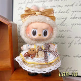 POP Labubu baby clothes 17cm plush vinyl labubu sit-down party first-generation and second-generation suit, clothes only