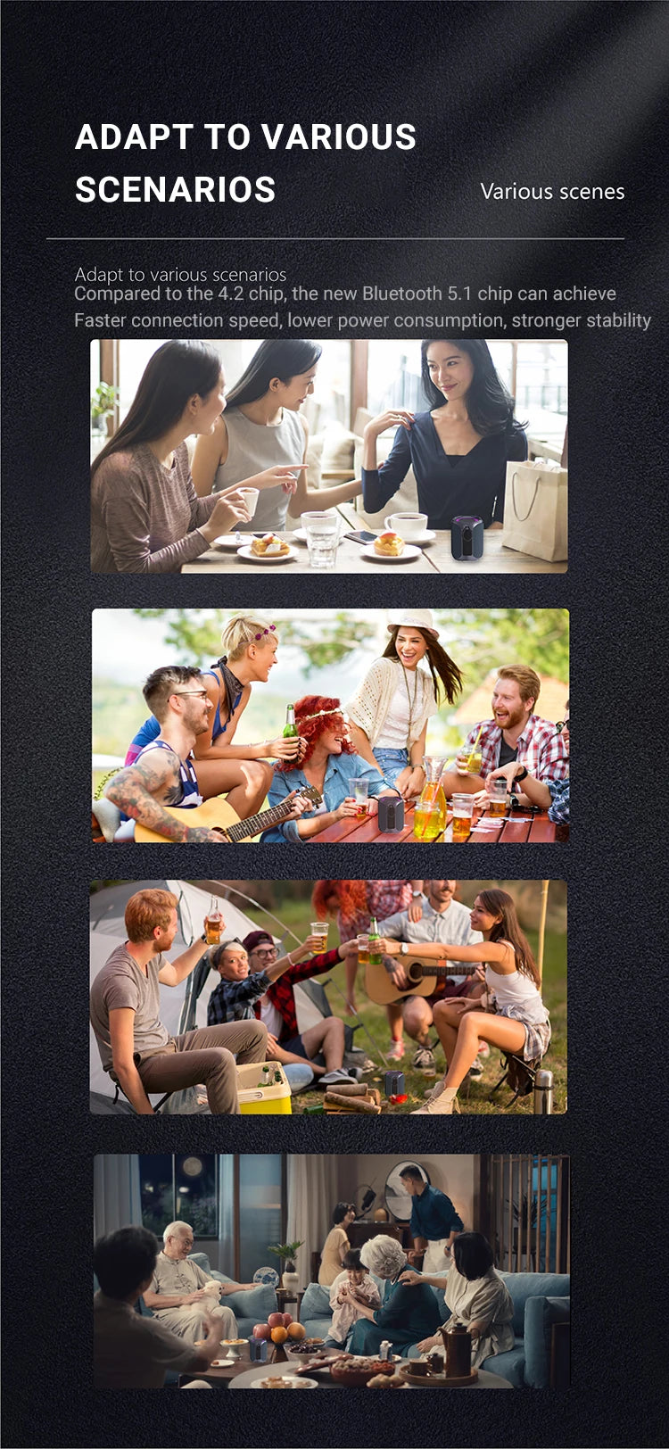 Altavoz Bluetooth portátil, subwoofer estéreo de 360 grados, resistente al agua IPX7, con iluminación, compatible con TF, TWS, inalámbrico, 40 W, para exteriores.