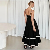 Striped Contrasting Colors Long Dress Women Spaghetti Strap High Waist Backless Party Evening Dresses Female Sleeveless Spring - Lootquake