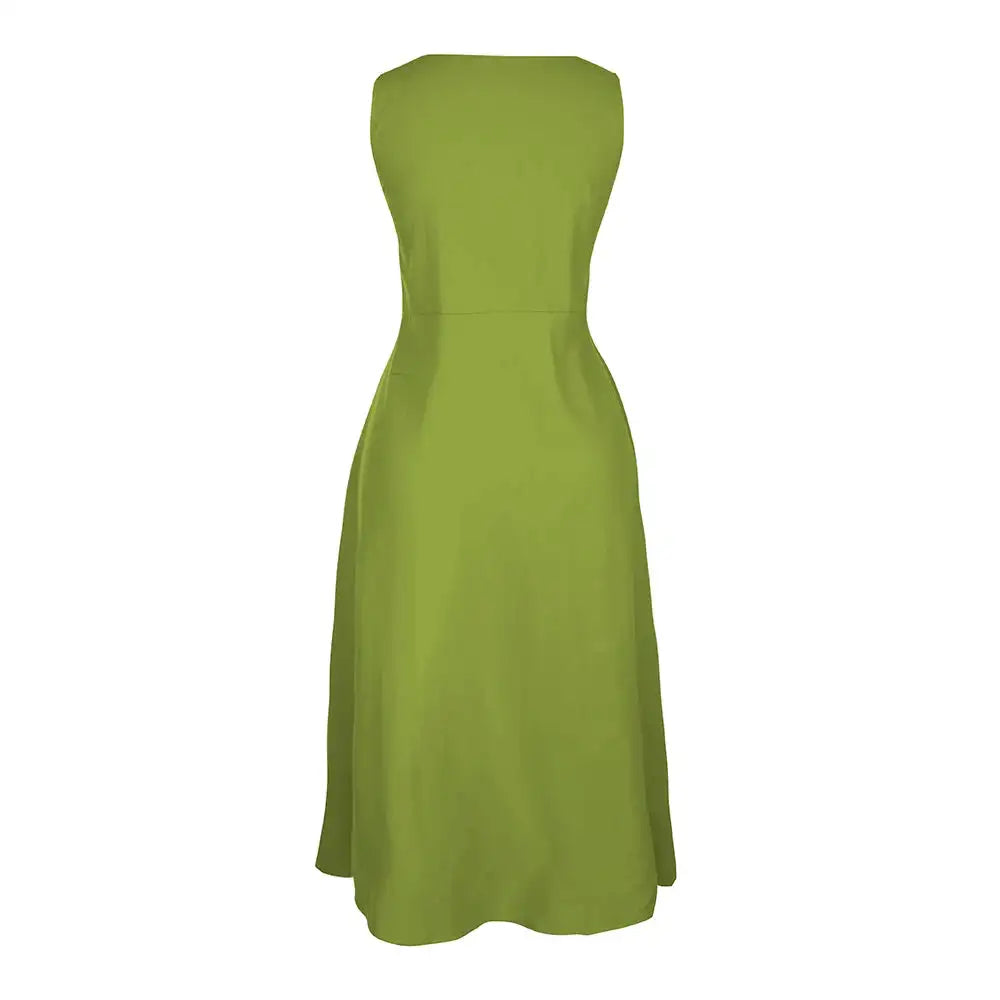 Cotton Linen Sleeveless Dress for Women Summer Pullover Skirt Vestidos Fashion Female Clothing Short Sleeved Loose Long Dress - Lootquake