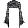 Lace Shrugs Sheer Crop Tops Long Bell Sleeves Cardigan Women Dark Gothic Wedding Punk Sexy Crochet Bolero Cover Up Shirt - Lootquake