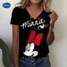 Women's T-shirts Disney Mickey Mouse 3D print New V-neck Short Sleeve Summer Casual Women's Clothing Harajuku Y2K Hip Hop Clothe - Lootquake