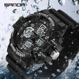 SANDA 3168 White Sport Watch  LED Digital 50M Waterproof Watch Men Multifunction Clock Relogio Masculino Men Military Watches - Lootquake