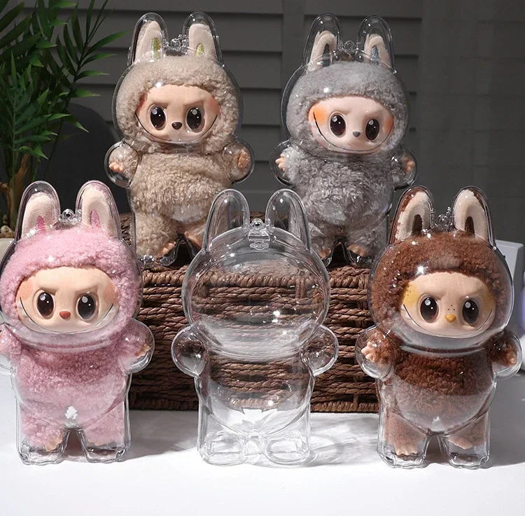 Housse de protection transparente Labubu pour jouets en peluche, sac de présentation pour poupées Labubu I II, mini boîte de rangement portable
