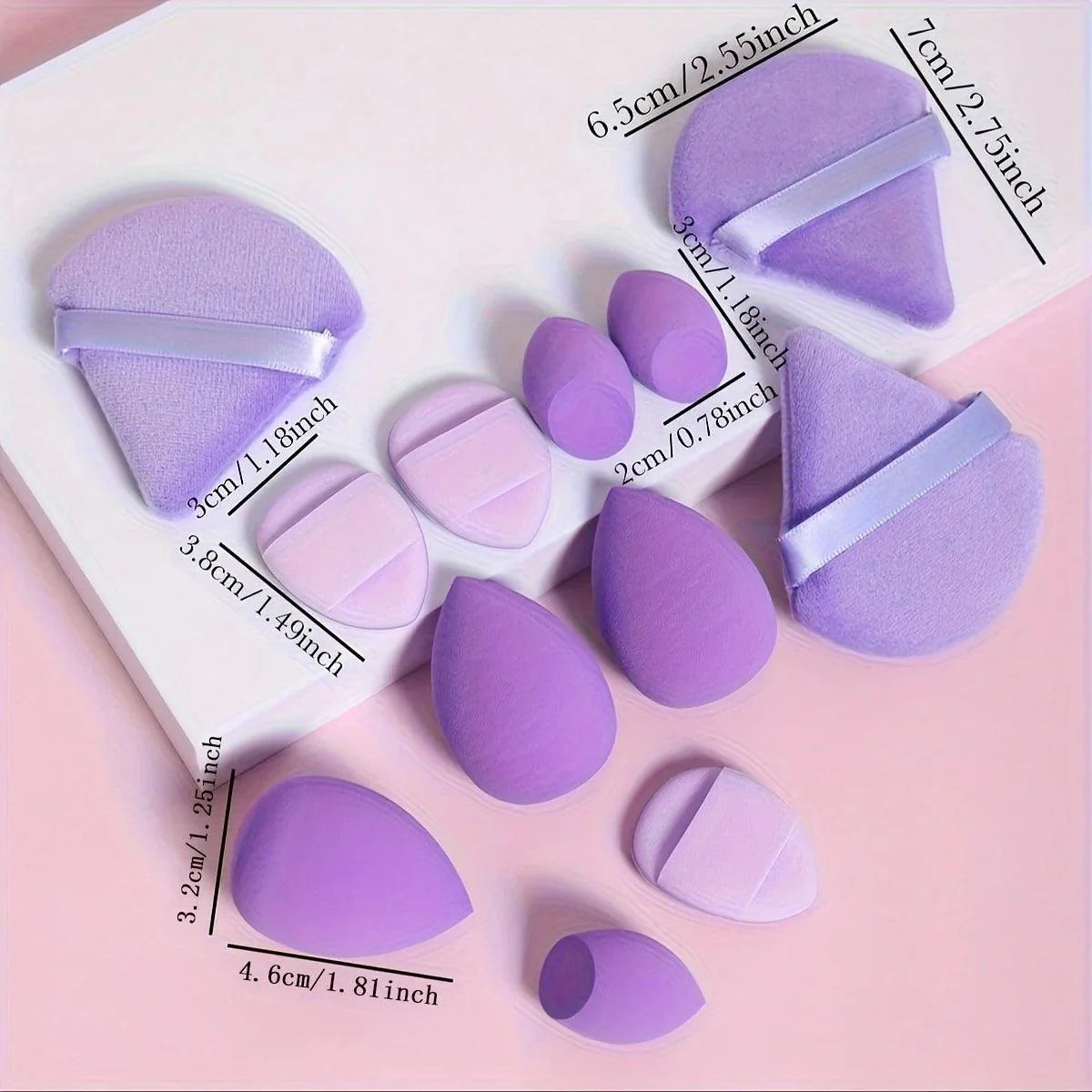 12 Piece All Purpose Makeup Sponge Set with Loose Powder Puffs Mini Air Cushion Puffs Beauty Eggs and Mini Beauty Sponges