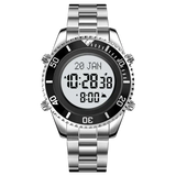 Reloj digital SKMEI 2141 de acero inoxidable con brújula para oración musulmana, alarma Adhan, Hijri, islámico, con luz de fondo