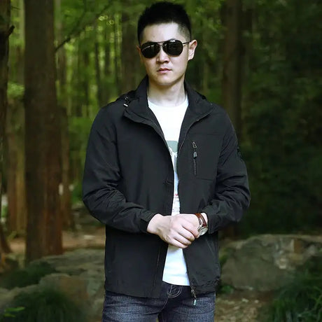 Outdoor Waterproof Jacket Men Breathable Quick Dry Hooded Jacket Coat Windbreaker Jacket Men Multi-Pockets Summer Windbreaker - Lootquake