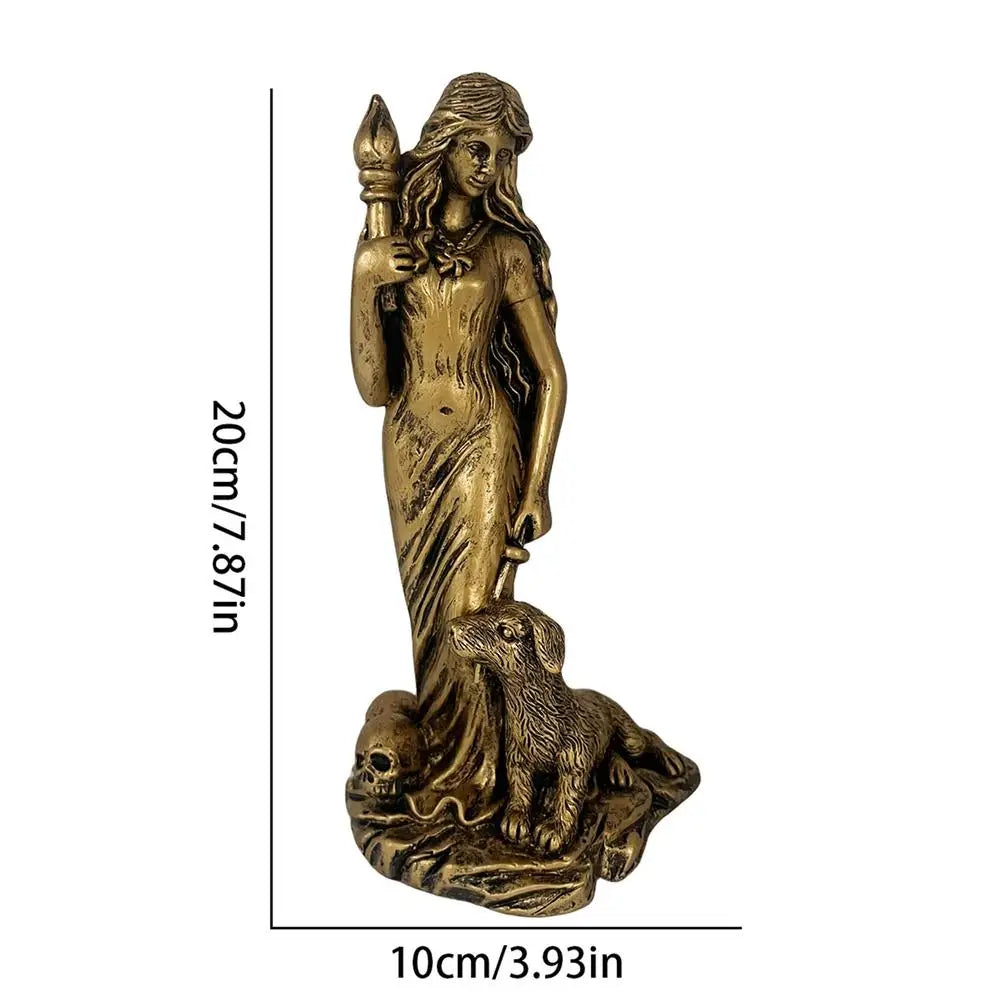 Estatua de diosa, escultura de resina, figura retro de bruja, figura espiritual de diosa, estatua artística artesanal para decoración del hogar.