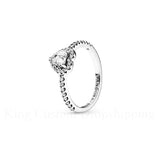 New Colored Crystal 925 Sterling Silver Ring Exquisite Women Shiny Heart Series Simple Ring Valentine's Day Gift for Lovers - Lootquake