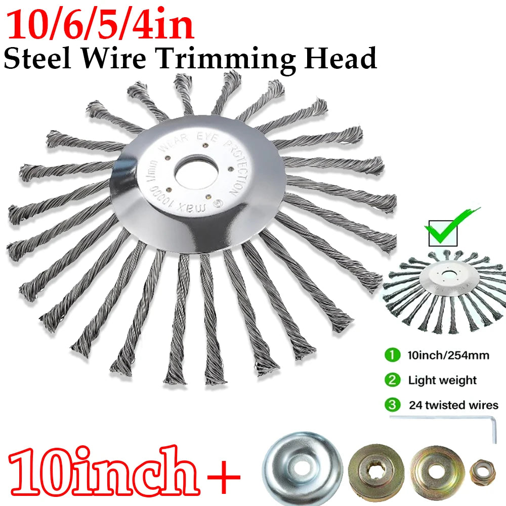 10/6/5/4 inch Steel Wire Trimming Head Lawn Mower Brush Cutter Accessories Garden Tool Universal Gasoline Brushhead Parts Tools