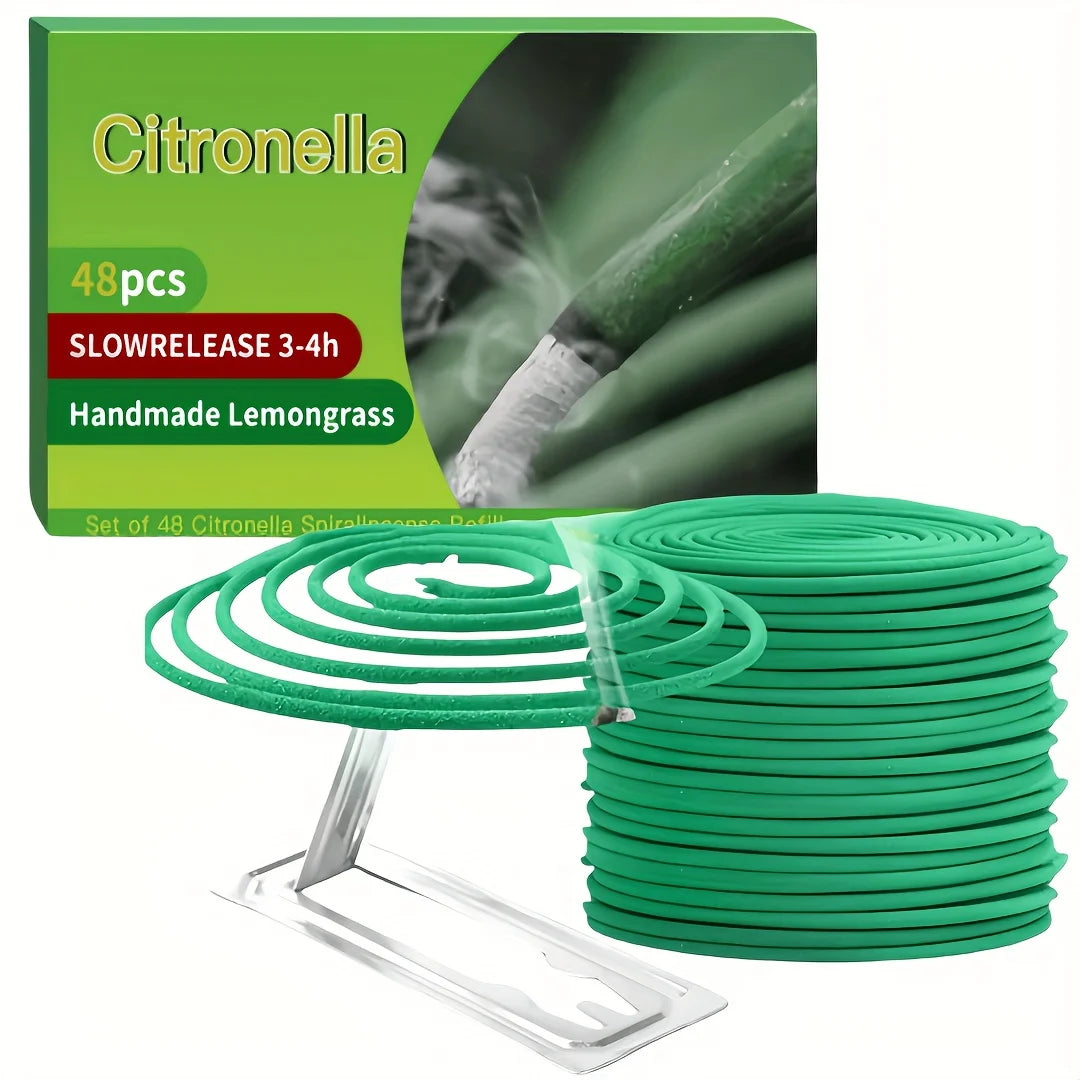 48 velas perfumadas con soporte - Fragancia natural de limoncillo para exteriores, piscinas, patios, porches, terrazas, camping y senderismo