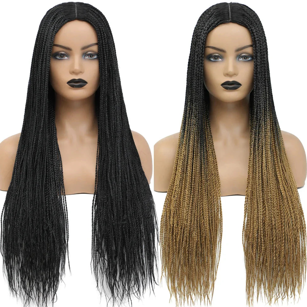 26" Ombre Box Braids Wig | Knotless | Crochet | 1B, 27, 30, Gray | Handmade