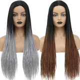 26" Ombre Box Braids Wig | Knotless | Crochet | 1B, 27, 30, Gray | Handmade