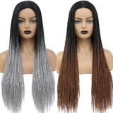 26" Long Box Braided Crochet Wig | Knotless Micro Twist Braids | Synthetic Hair Wig | 1B, 1B/27, 1B/30, 1B/Grey