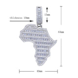 New Arrive Rectangle Cubic Zirconia CZ Paved Bling Africa Map Shaped Pendant Necklace Hip Hop Men Boy Cool Meaning Jewelry - Lootquake