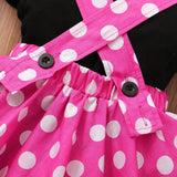 Toddler 1-5 Year Old Girl Round Neck Flying Sleeve Top+Dot Bow Strap Skirt Piece Suitable for Travel and Travel Girl Summer Set - Lootquake