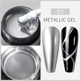 5ML Gold Silver Metallic Liner Paint Gel Polish Chrome Mirror Metal Effect Super Bright French UV LED Semi Permanent Nail Gel