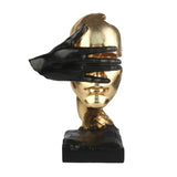 ERMAKOVA New Statues Silence is Gold Figurines Resin Retro Home Decor for Office Gifts Living Room Abstract Face Sculptures