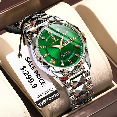 POEDAGAR Business Men's Watch Waterproof Luminous Stainless Steel Date Week Watches For Man Fashion Luxury Quartz Men Wristwatch - Lootquake