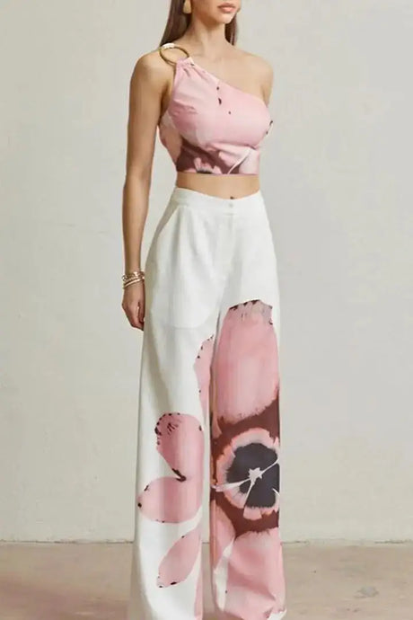 2 Piece Women Sets 2024 New Arrival Summer Autumn Matching Printing Two Pieces Sets Sleeveless Top And Pants Suits Outfits - Lootquake